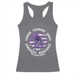 Military Child Month Racerback Tank Top Purple Up Military Child Honor Courage Unity Strength Resilience TS11 Charcoal Print Your Wear