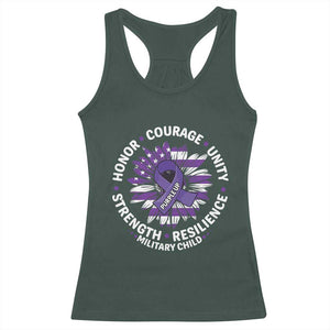 Military Child Month Racerback Tank Top Purple Up Military Child Honor Courage Unity Strength Resilience TS11 Dark Forest Green Print Your Wear