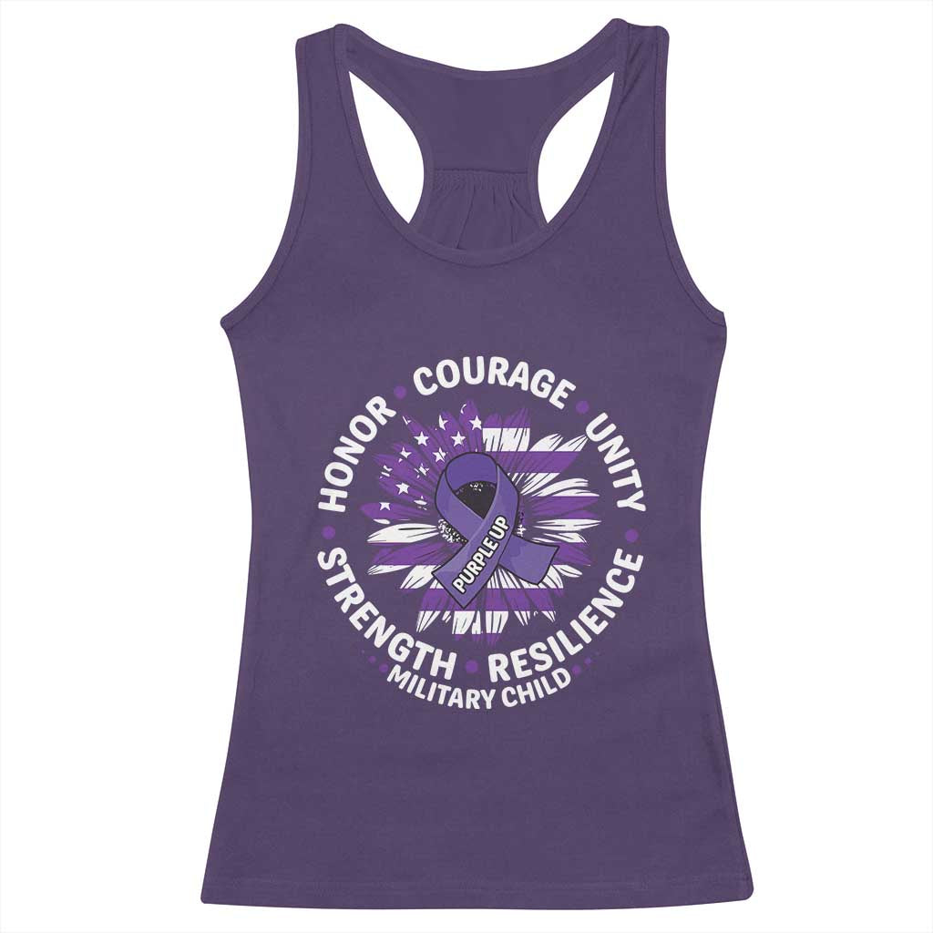 Military Child Month Racerback Tank Top Purple Up Military Child Honor Courage Unity Strength Resilience TS11 Purple Print Your Wear