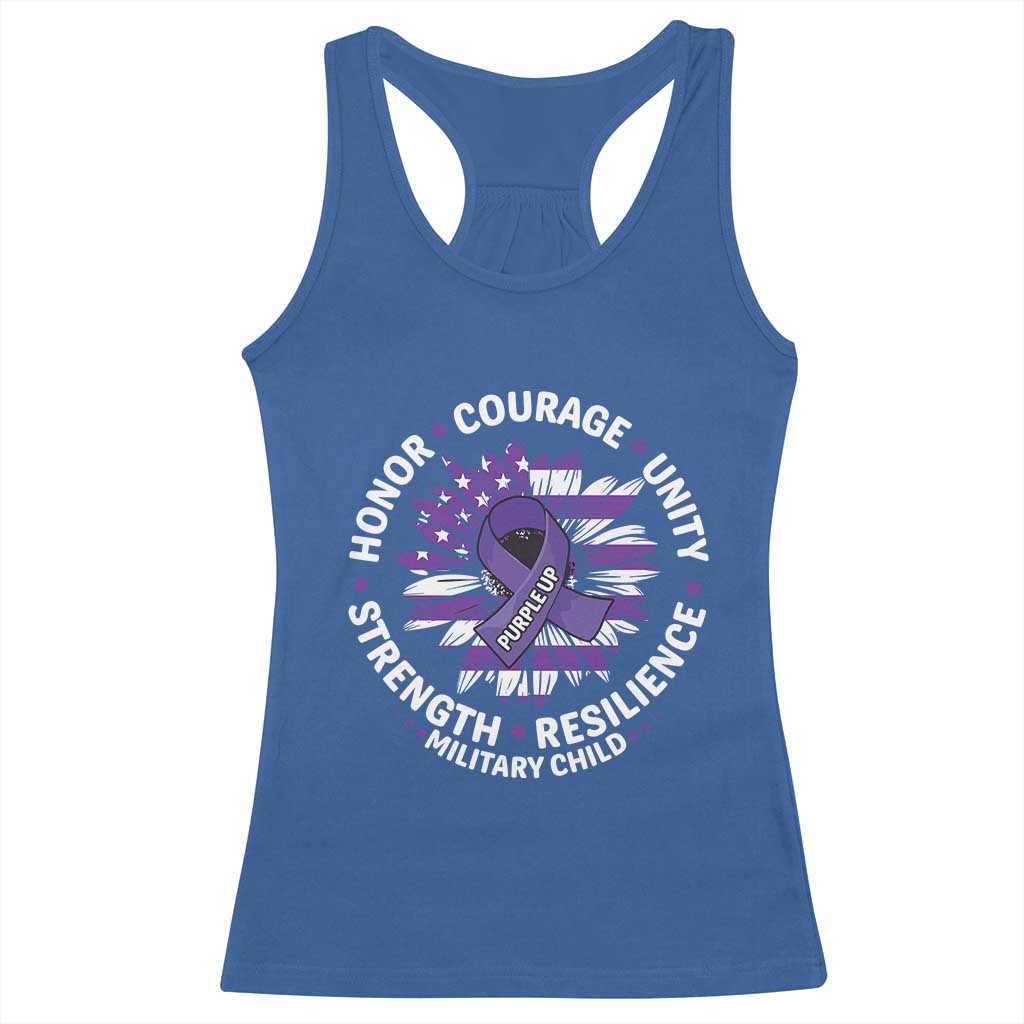 Military Child Month Racerback Tank Top Purple Up Military Child Honor Courage Unity Strength Resilience TS11 Royal Blue Print Your Wear