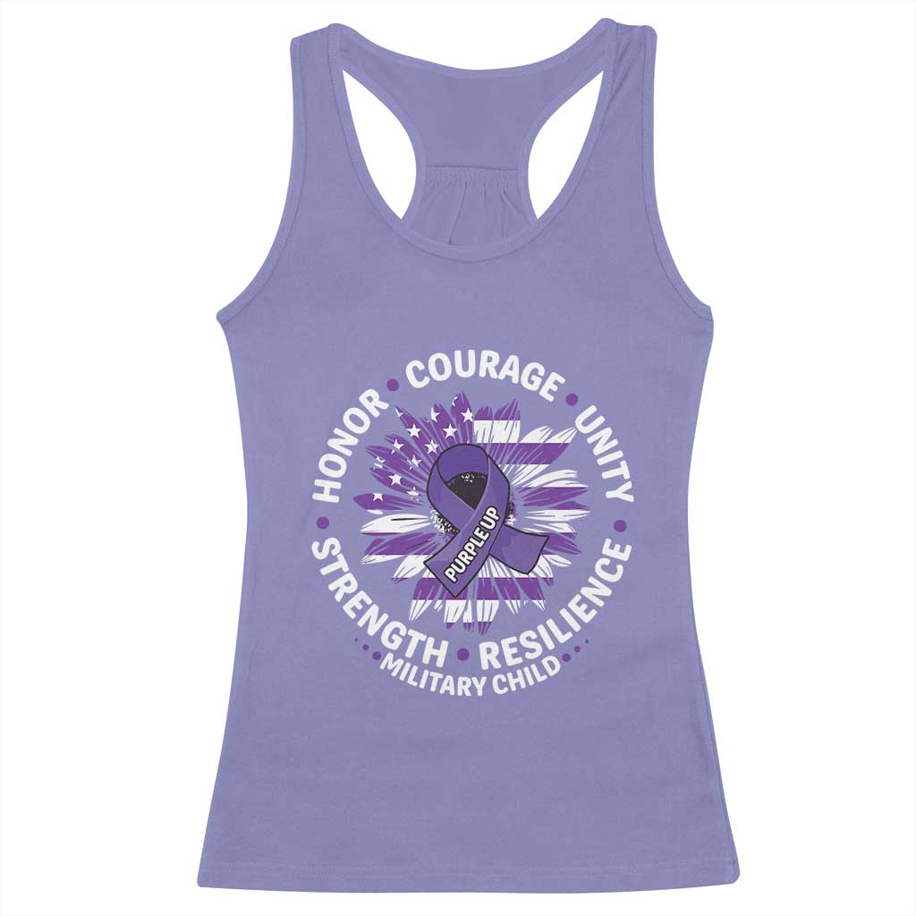 Military Child Month Racerback Tank Top Purple Up Military Child Honor Courage Unity Strength Resilience TS11 Violet Print Your Wear