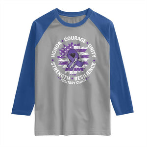 Military Child Month Raglan Shirt Purple Up Military Child Honor Courage Unity Strength Resilience TS11 Sport Gray Royal Print Your Wear