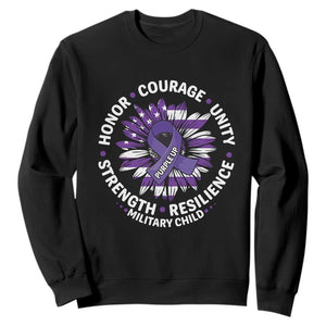 Military Child Month Sweatshirt Purple Up Military Child Honor Courage Unity Strength Resilience TS11 Black Print Your Wear