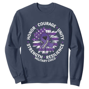 Military Child Month Sweatshirt Purple Up Military Child Honor Courage Unity Strength Resilience TS11 Navy Print Your Wear