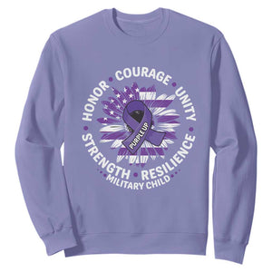 Military Child Month Sweatshirt Purple Up Military Child Honor Courage Unity Strength Resilience TS11 Violet Print Your Wear