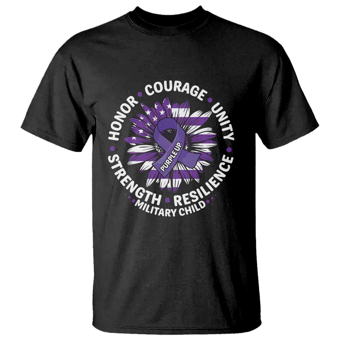 Military Child Month T Shirt Purple Up Military Child Honor Courage Unity Strength Resilience TS11 Black Print Your Wear