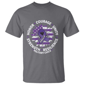 Military Child Month T Shirt Purple Up Military Child Honor Courage Unity Strength Resilience TS11 Charcoal Print Your Wear