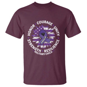 Military Child Month T Shirt Purple Up Military Child Honor Courage Unity Strength Resilience TS11 Maroon Print Your Wear