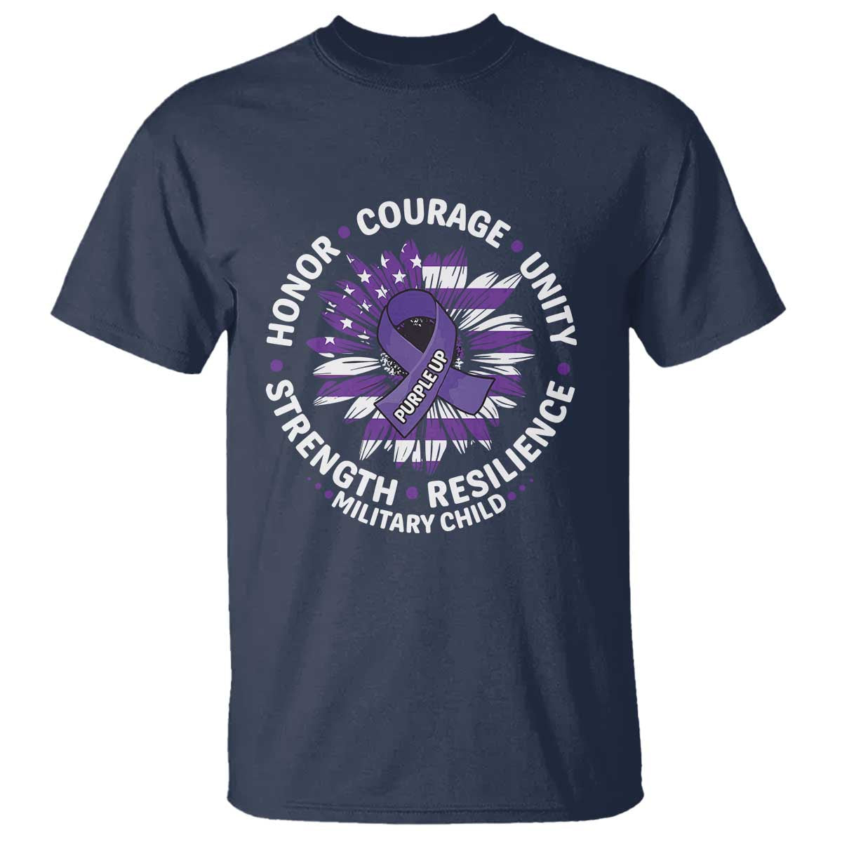Military Child Month T Shirt Purple Up Military Child Honor Courage Unity Strength Resilience TS11 Navy Print Your Wear