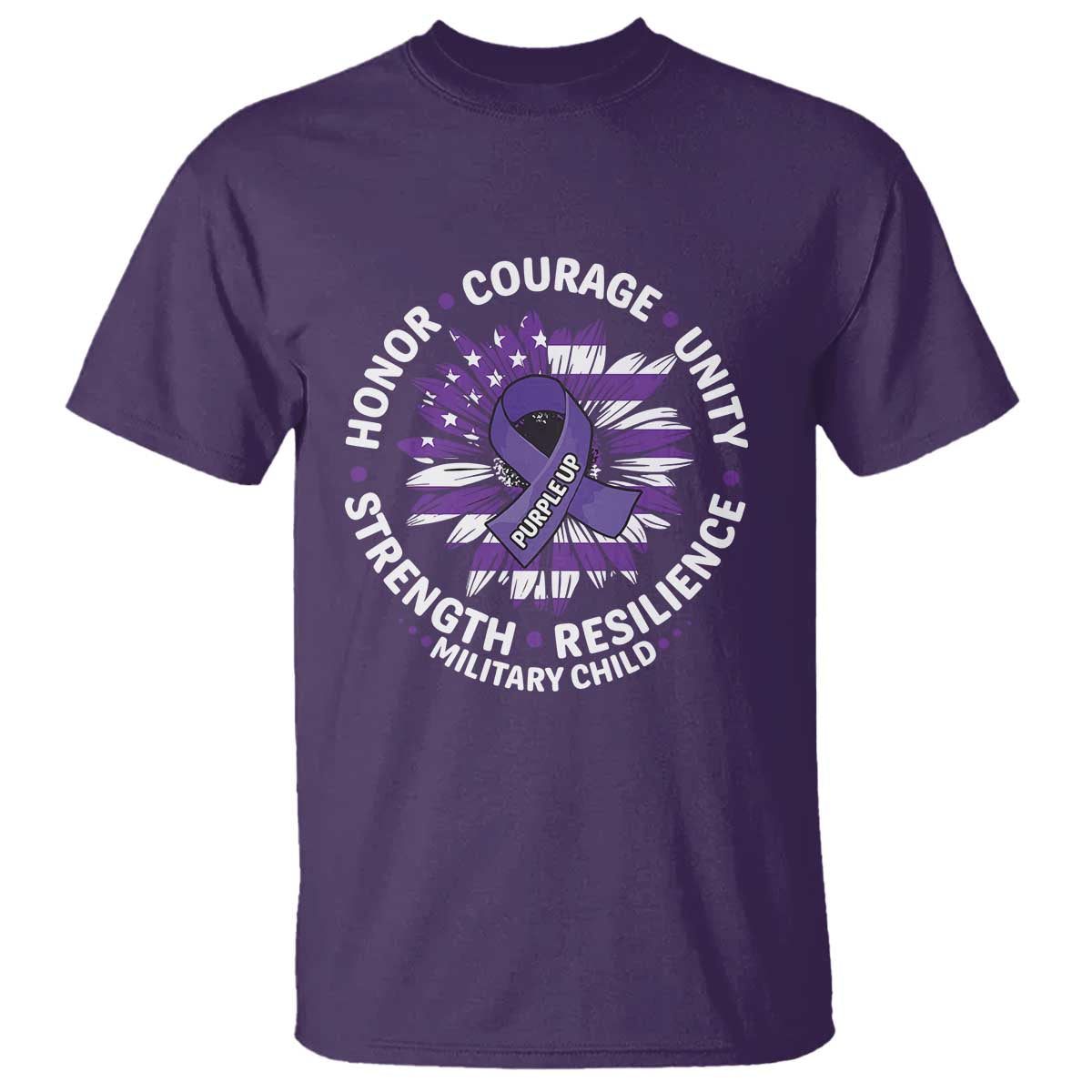 Military Child Month T Shirt Purple Up Military Child Honor Courage Unity Strength Resilience TS11 Purple Print Your Wear