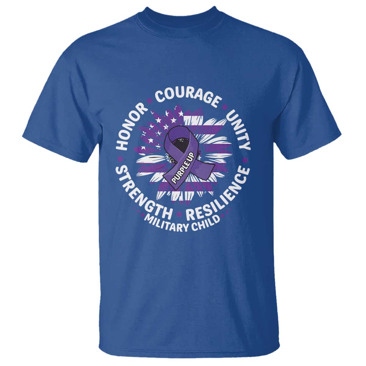 Military Child Month T Shirt Purple Up Military Child Honor Courage Unity Strength Resilience TS11 Royal Blue Print Your Wear