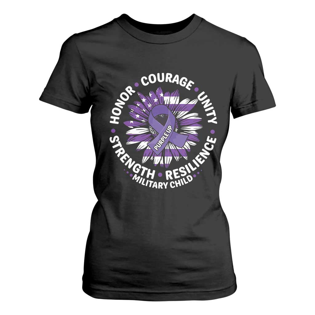 Military Child Month T Shirt For Women Purple Up Military Child Honor Courage Unity Strength Resilience TS11 Black Print Your Wear