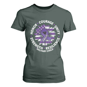 Military Child Month T Shirt For Women Purple Up Military Child Honor Courage Unity Strength Resilience TS11 Dark Forest Green Print Your Wear