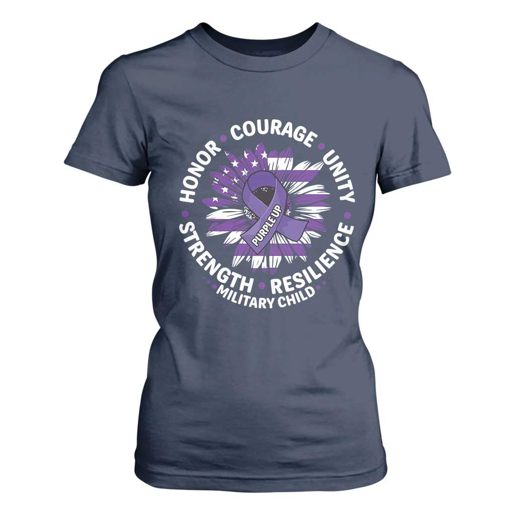 Military Child Month T Shirt For Women Purple Up Military Child Honor Courage Unity Strength Resilience TS11 Navy Print Your Wear