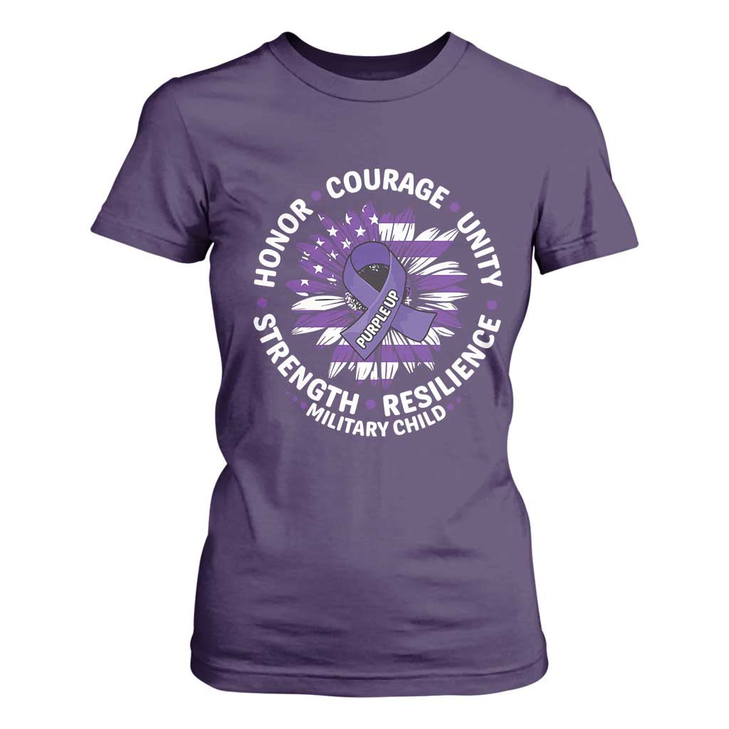 Military Child Month T Shirt For Women Purple Up Military Child Honor Courage Unity Strength Resilience TS11 Purple Print Your Wear