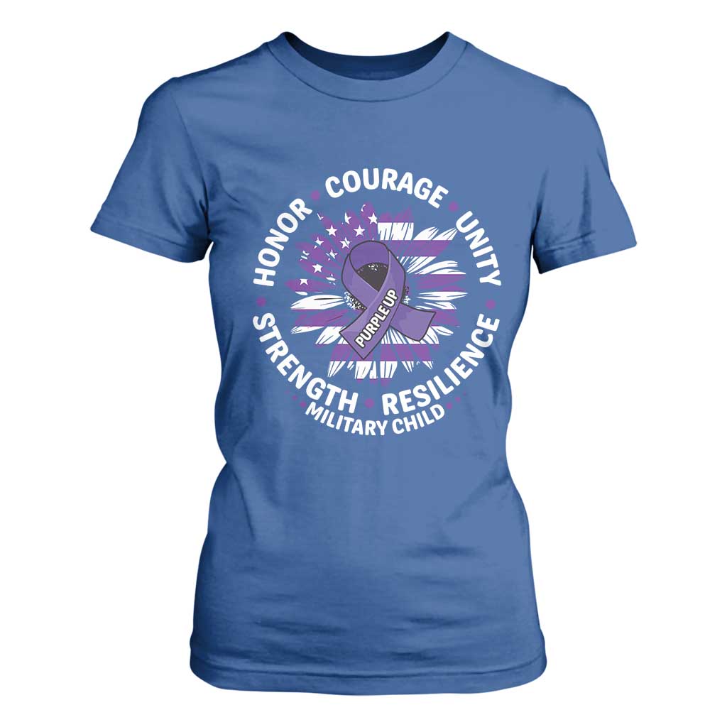 Military Child Month T Shirt For Women Purple Up Military Child Honor Courage Unity Strength Resilience TS11 Royal Blue Print Your Wear