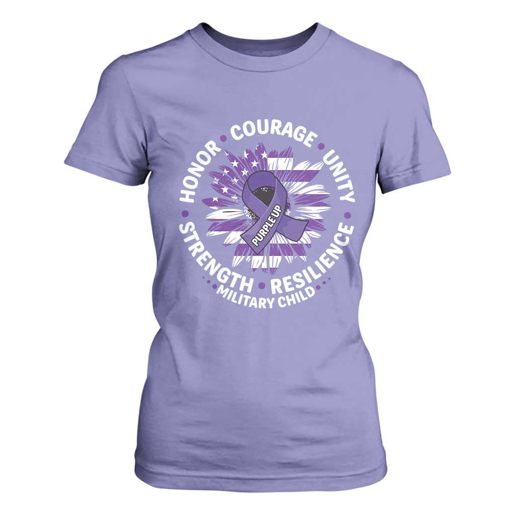 Military Child Month T Shirt For Women Purple Up Military Child Honor Courage Unity Strength Resilience TS11 Violet Print Your Wear