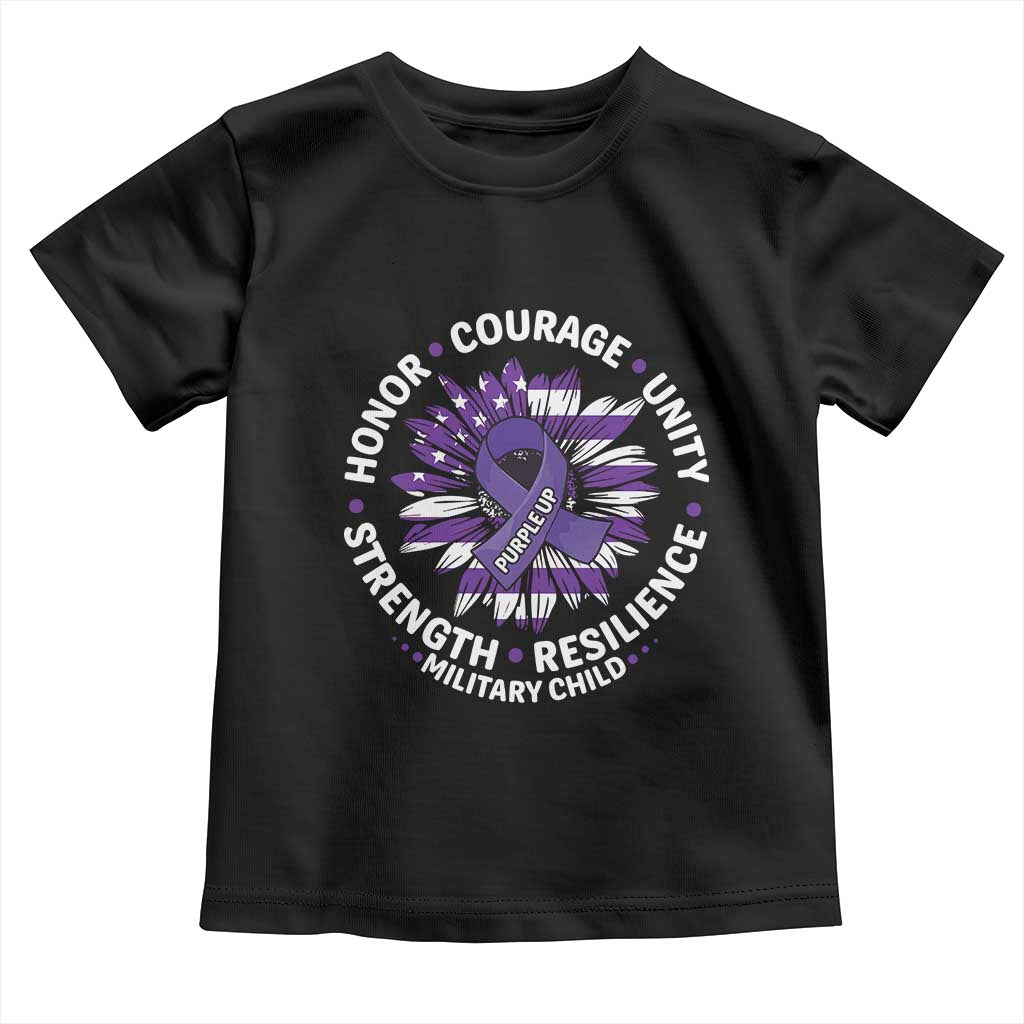 Military Child Month Toddler T Shirt Purple Up Military Child Honor Courage Unity Strength Resilience TS11 Black Print Your Wear