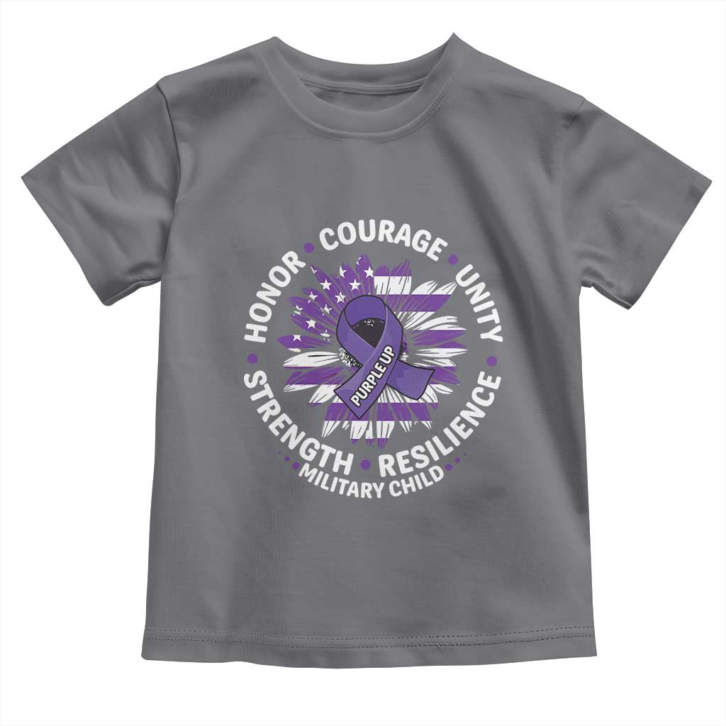 Military Child Month Toddler T Shirt Purple Up Military Child Honor Courage Unity Strength Resilience TS11 Charcoal Print Your Wear