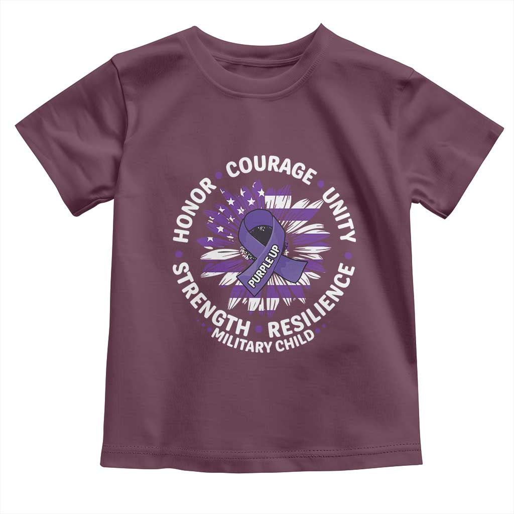 Military Child Month Toddler T Shirt Purple Up Military Child Honor Courage Unity Strength Resilience TS11 Maroon Print Your Wear