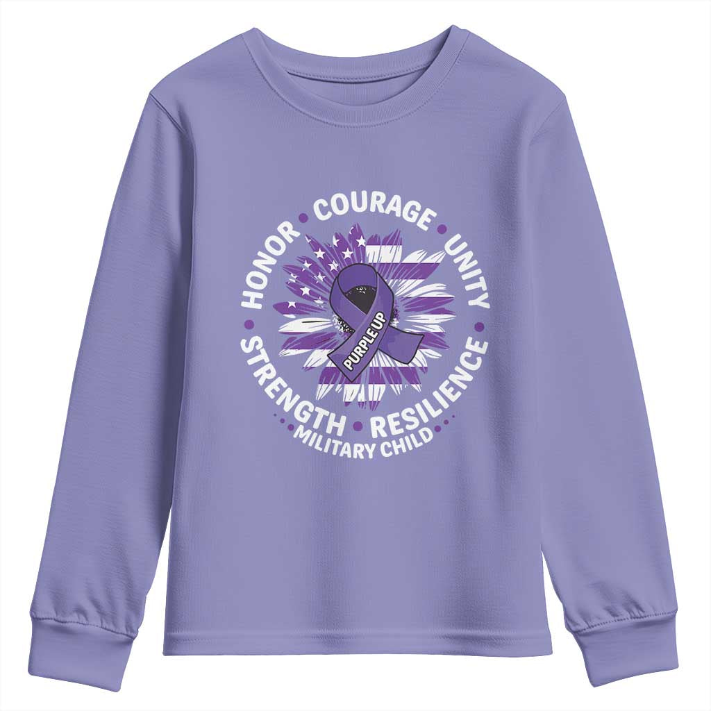 Military Child Month Youth Sweatshirt Purple Up Military Child Honor Courage Unity Strength Resilience TS11 Violet Print Your Wear