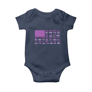 Military Child Month Military Transport American Flag Baby Onesie TS11 Navy Print Your Wear