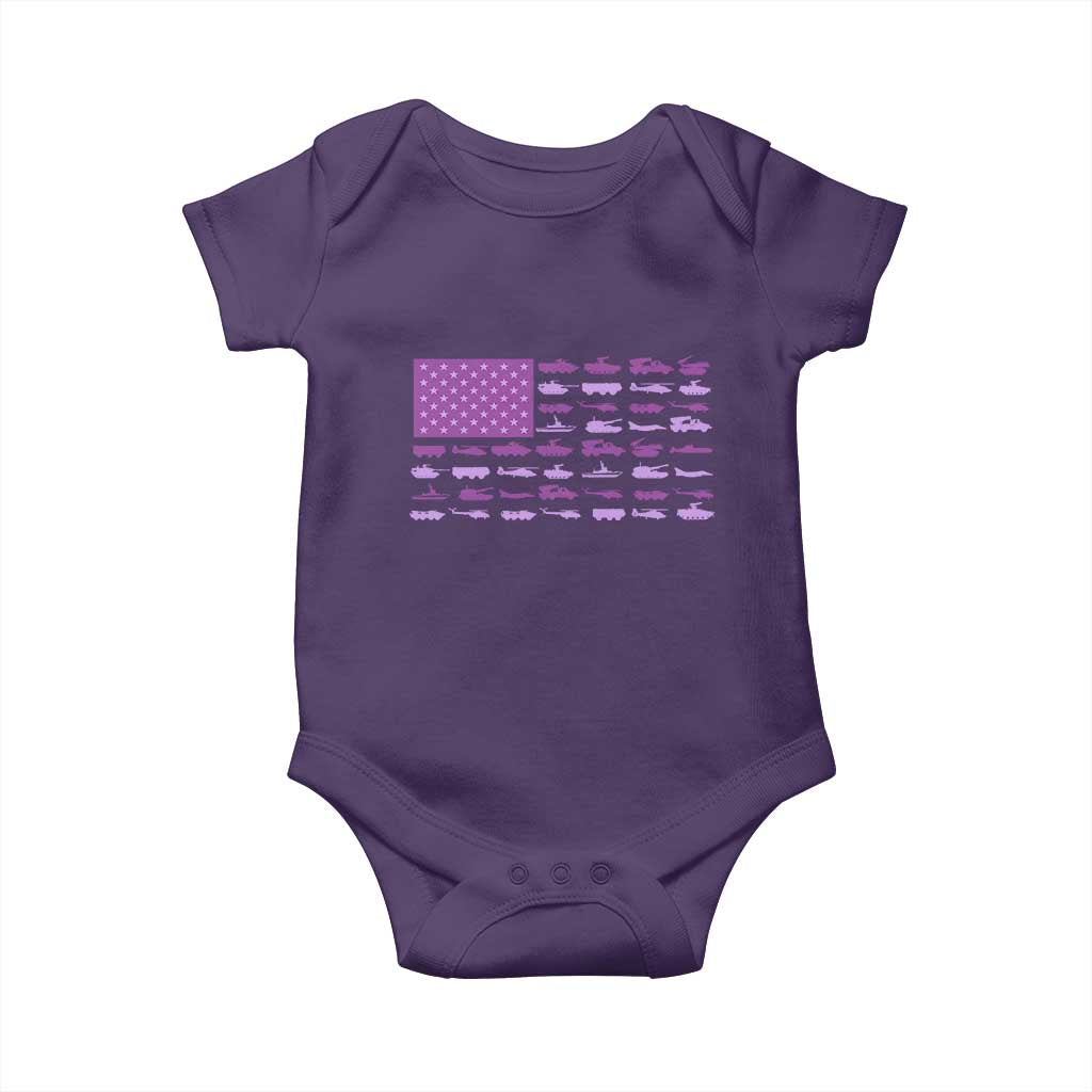 Military Child Month Military Transport American Flag Baby Onesie TS11 Purple Print Your Wear
