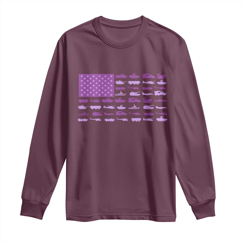Military Child Month Military Transport American Flag Long Sleeve Shirt TS11 Maroon Print Your Wear