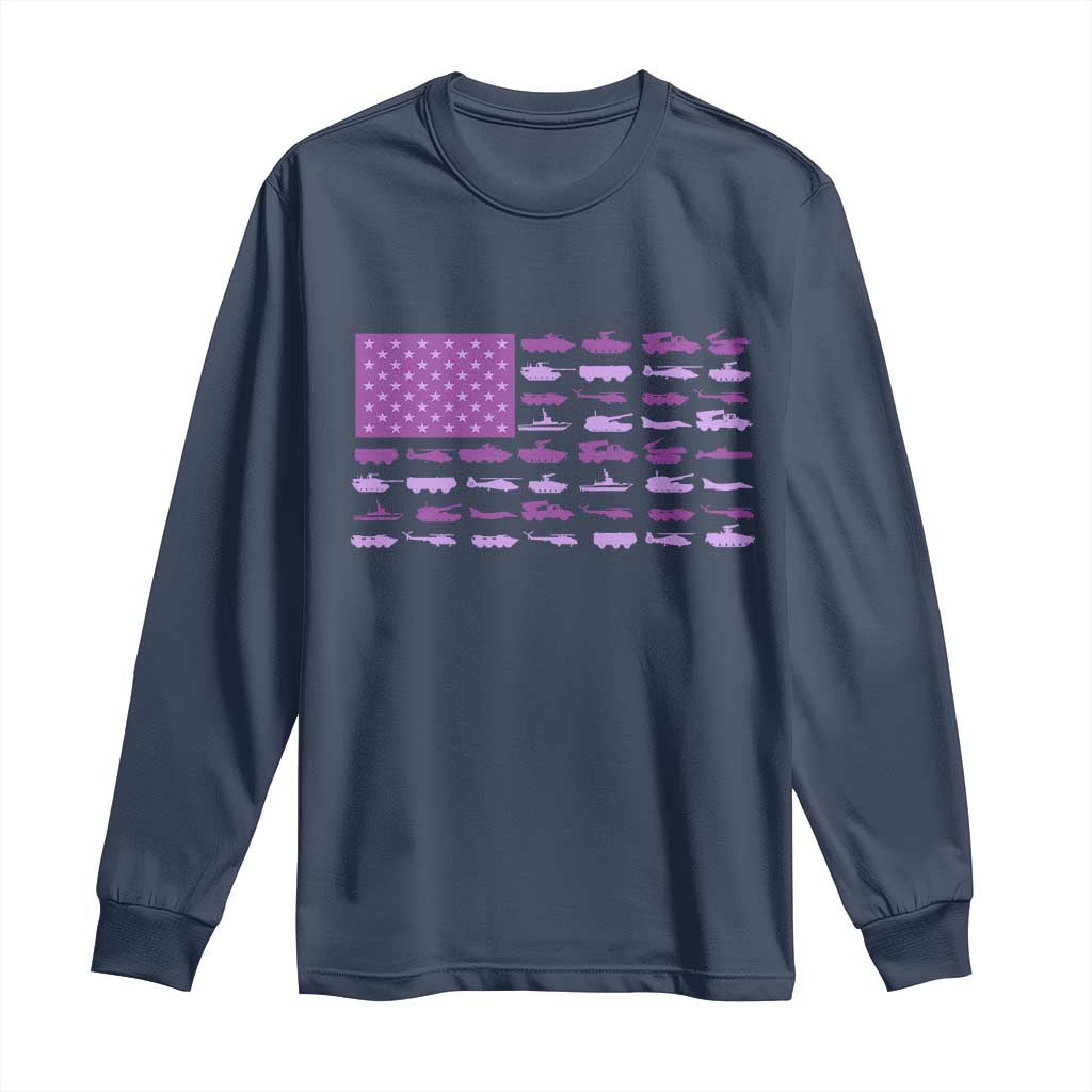 Military Child Month Military Transport American Flag Long Sleeve Shirt TS11 Navy Print Your Wear
