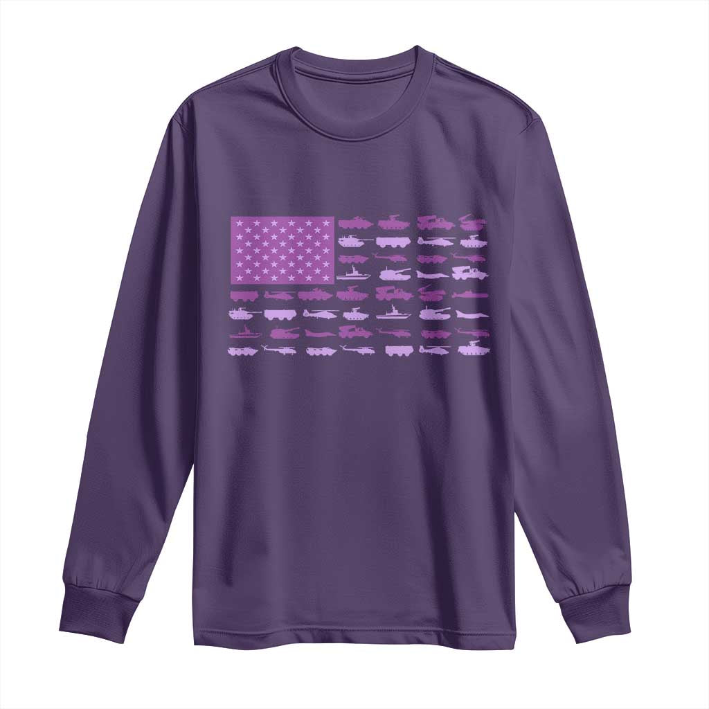 Military Child Month Military Transport American Flag Long Sleeve Shirt TS11 Purple Print Your Wear