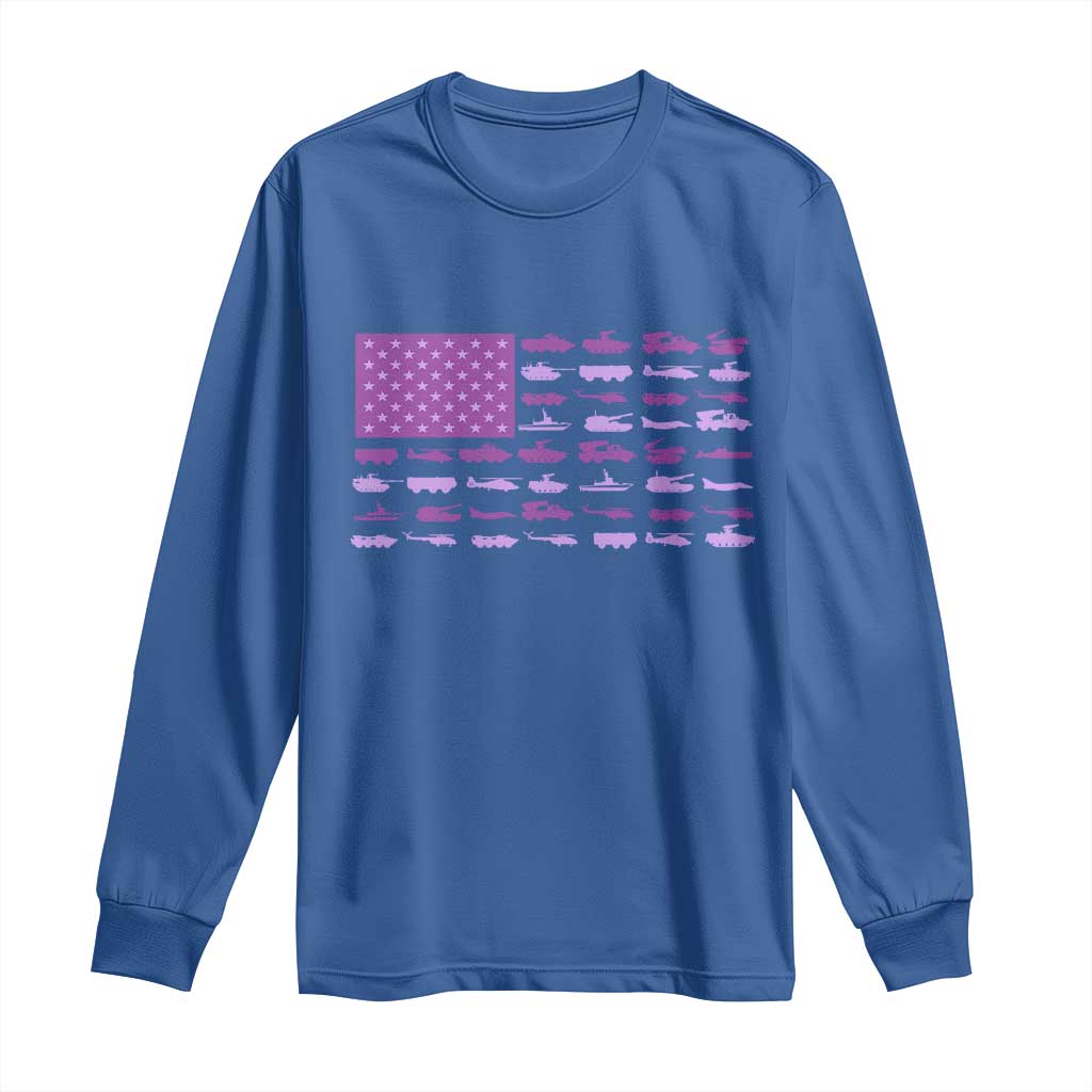 Military Child Month Military Transport American Flag Long Sleeve Shirt TS11 Royal Blue Print Your Wear
