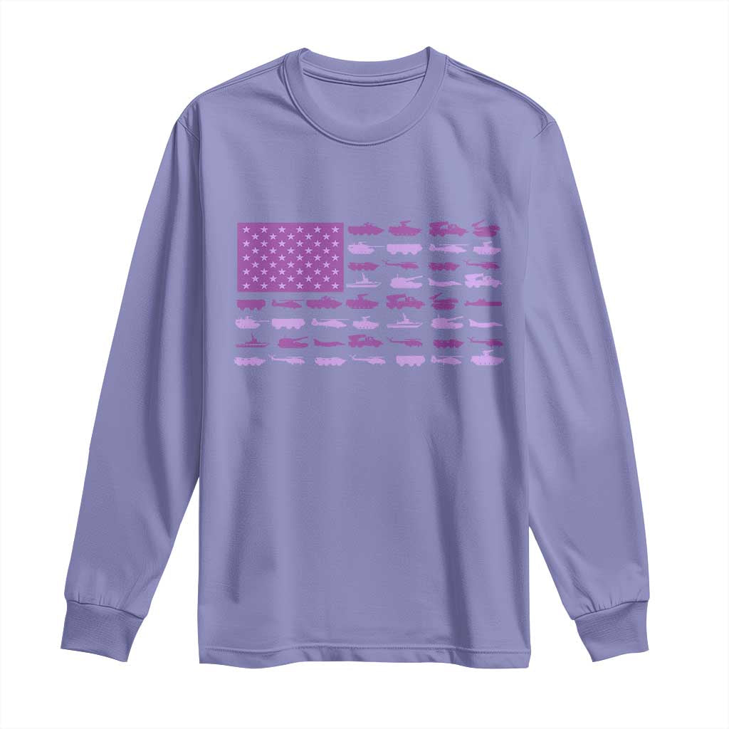 Military Child Month Military Transport American Flag Long Sleeve Shirt TS11 Violet Print Your Wear