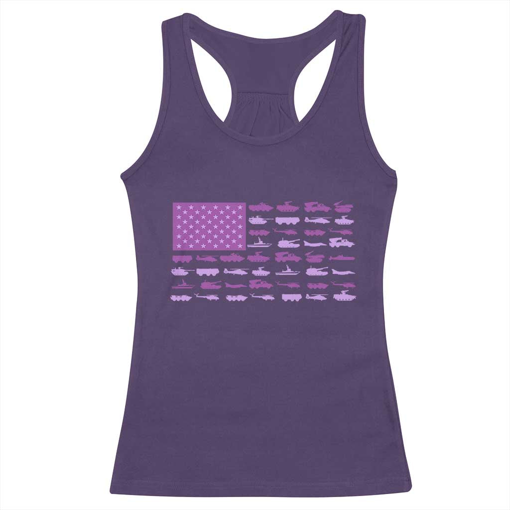 Military Child Month Military Transport American Flag Racerback Tank Top TS11 Purple Print Your Wear