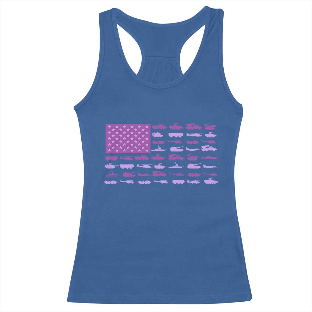 Military Child Month Military Transport American Flag Racerback Tank Top TS11 Royal Blue Print Your Wear