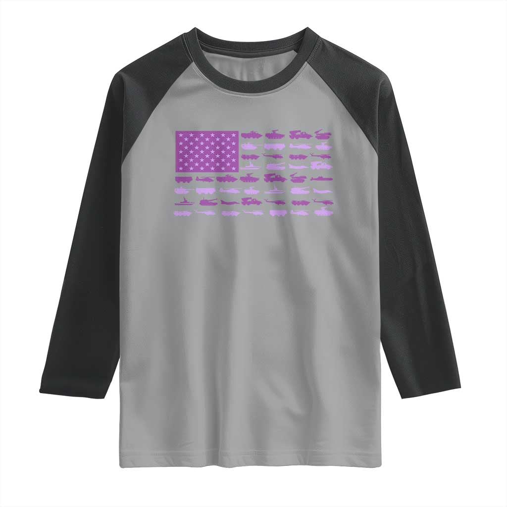 Military Child Month Military Transport American Flag Raglan Shirt TS11 Sport Gray Black Print Your Wear