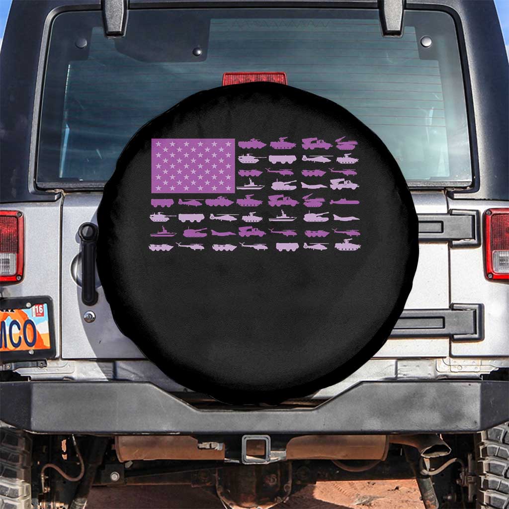 Military Child Month Military Transport American Flag Spare Tire Cover TS11 No hole Black Print Your Wear
