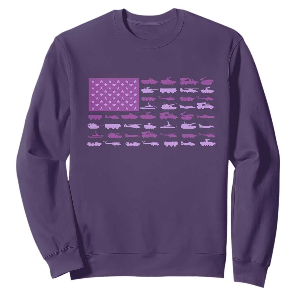 Military Child Month Military Transport American Flag Sweatshirt TS11 Purple Print Your Wear
