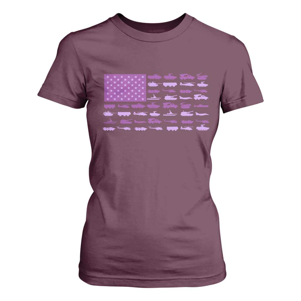 Military Child Month Military Transport American Flag T Shirt For Women TS11 Maroon Print Your Wear