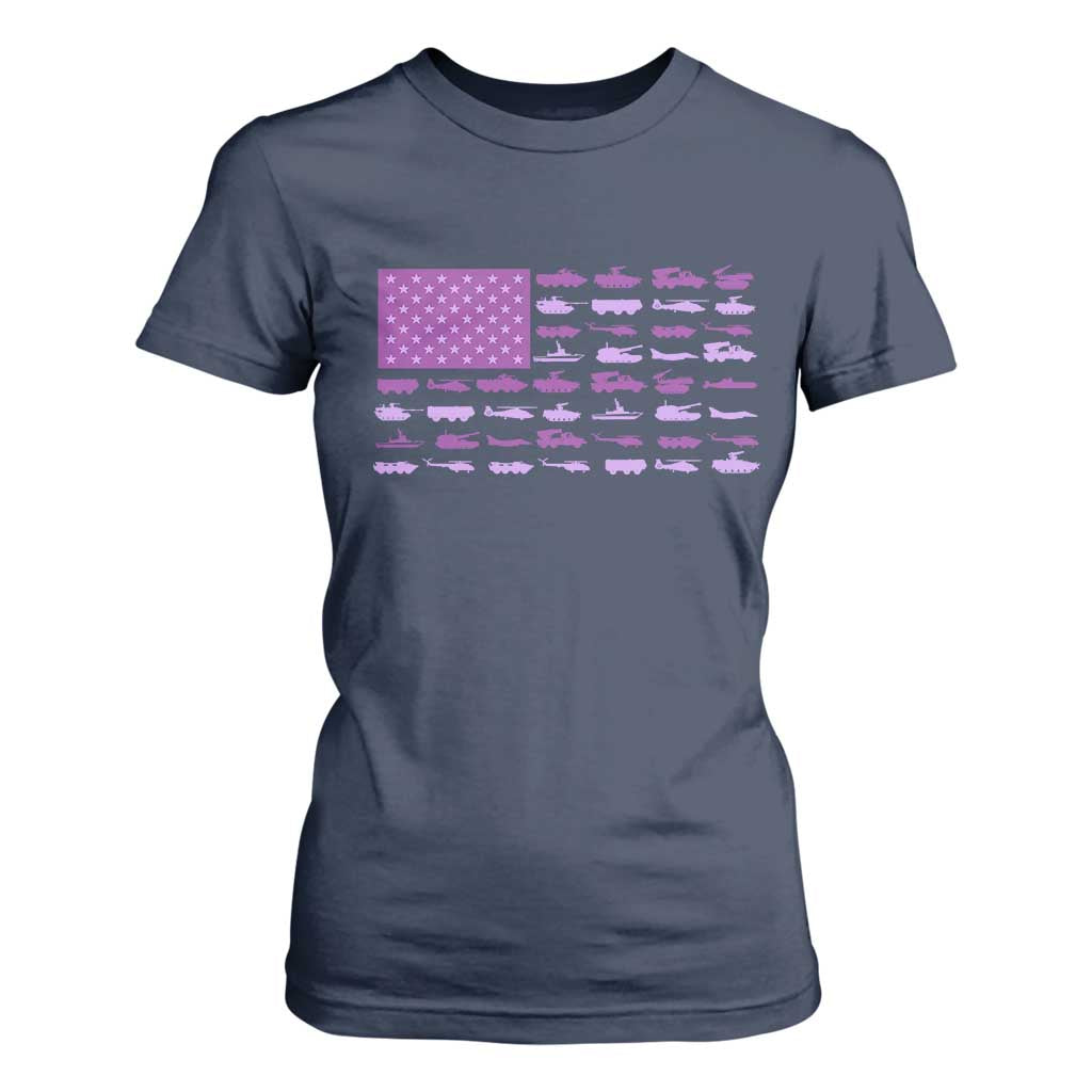 Military Child Month Military Transport American Flag T Shirt For Women TS11 Navy Print Your Wear