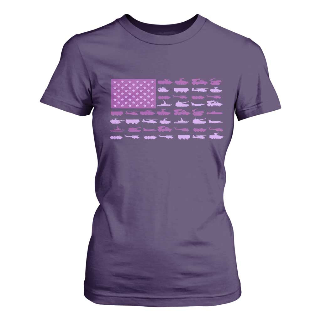 Military Child Month Military Transport American Flag T Shirt For Women TS11 Purple Print Your Wear