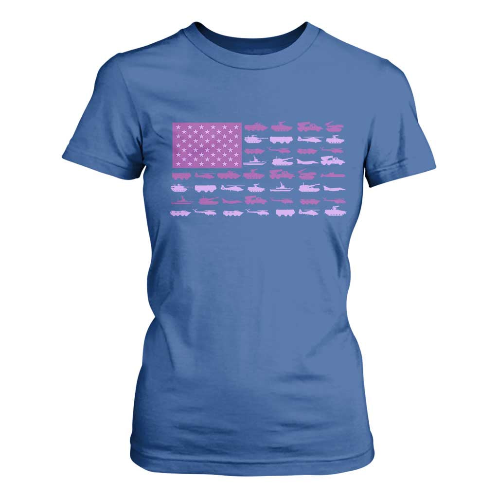 Military Child Month Military Transport American Flag T Shirt For Women TS11 Royal Blue Print Your Wear