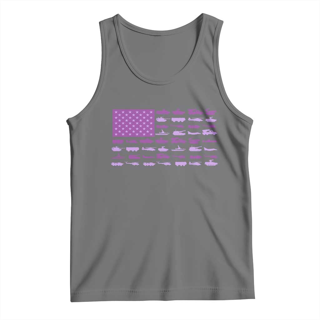 Military Child Month Military Transport American Flag Tank Top TS11 Black Heather Print Your Wear