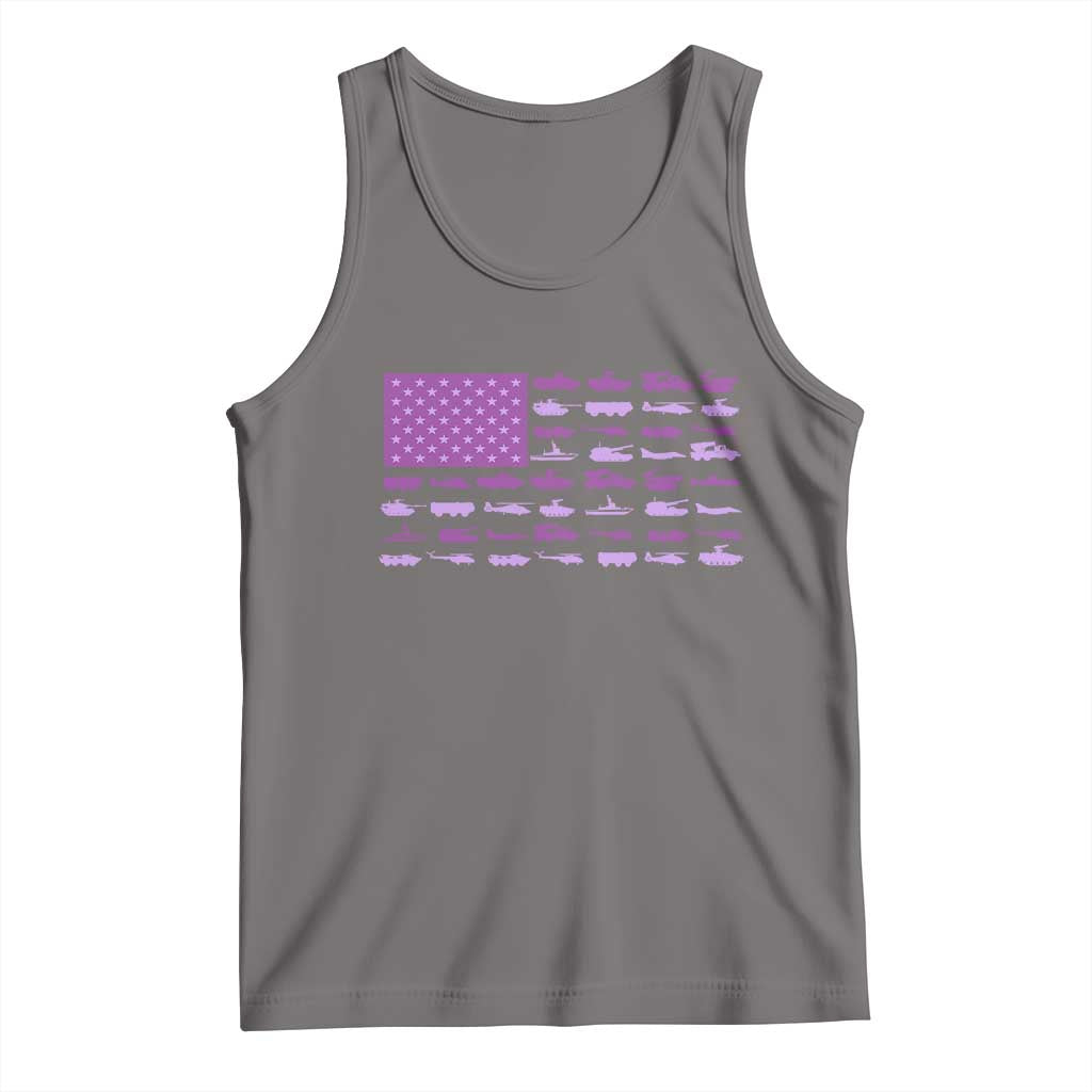 Military Child Month Military Transport American Flag Tank Top TS11 Deep Heather Print Your Wear