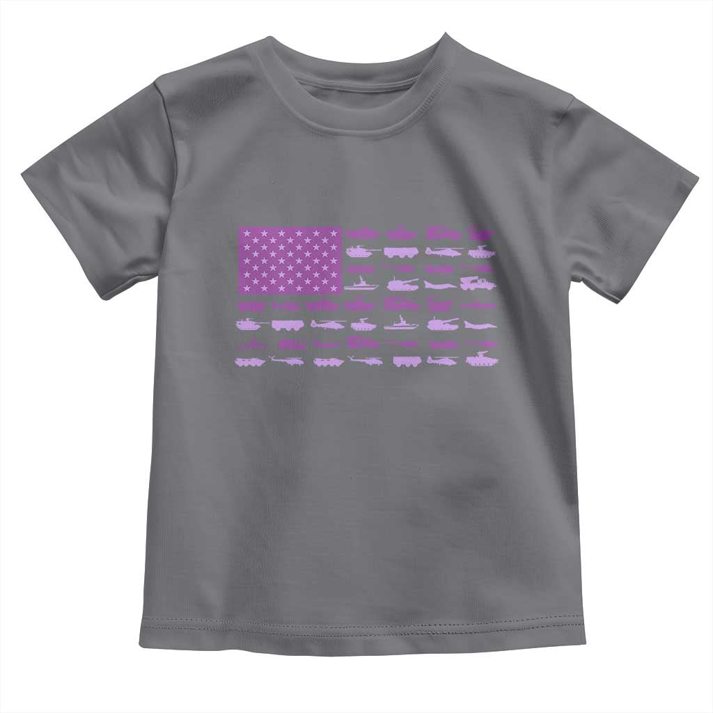 Military Child Month Military Transport American Flag Toddler T Shirt TS11 Charcoal Print Your Wear