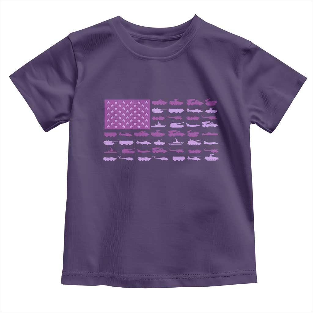Military Child Month Military Transport American Flag Toddler T Shirt TS11 Purple Print Your Wear