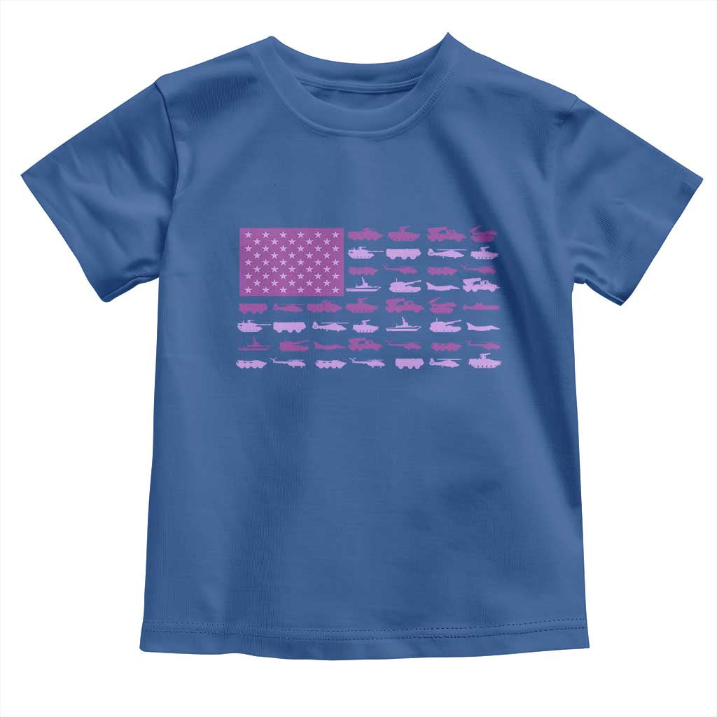Military Child Month Military Transport American Flag Toddler T Shirt TS11 Royal Blue Print Your Wear