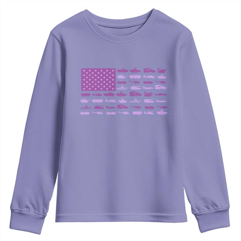 Military Child Month Military Transport American Flag Youth Sweatshirt TS11 Violet Print Your Wear