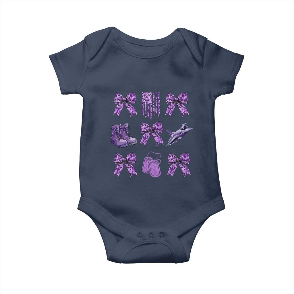 Military Kid Month Camo Coquette Bow Baby Onesie TS11 Navy Print Your Wear