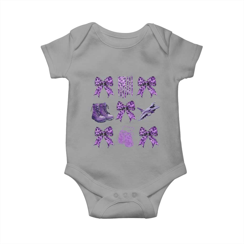 Military Kid Month Camo Coquette Bow Baby Onesie TS11 Sport Gray Print Your Wear