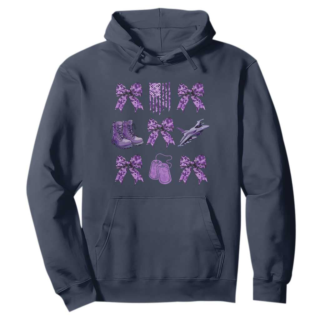 Military Kid Month Camo Coquette Bow Hoodie TS11 Navy Print Your Wear